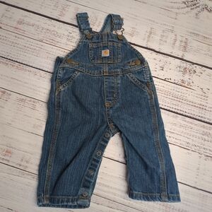 CARHARTT Bib Overalls Master Cloth Sanforized Denim Blue Jean 6 Months Baby Snap